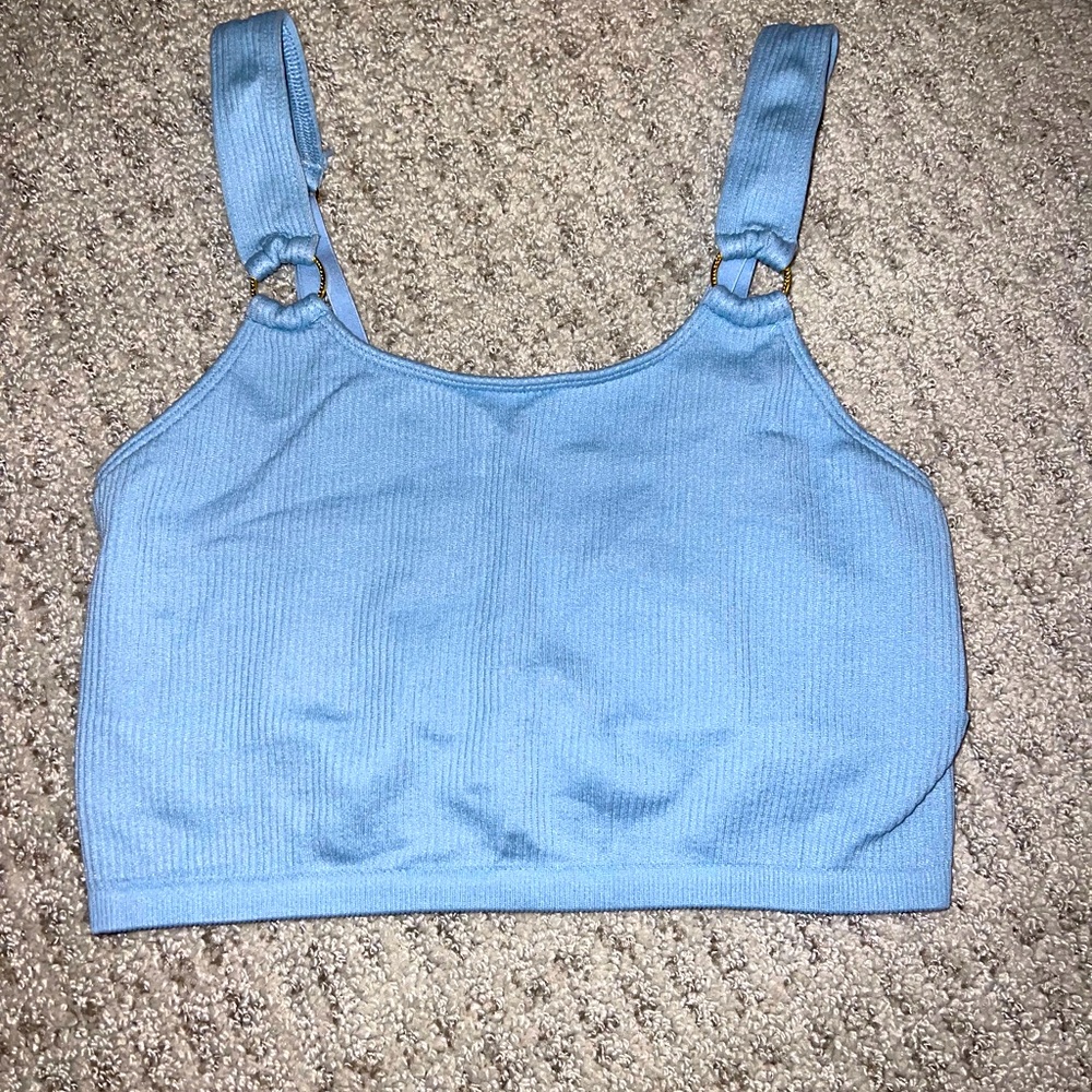 Aerie light blue cropped seamless tank top size small
